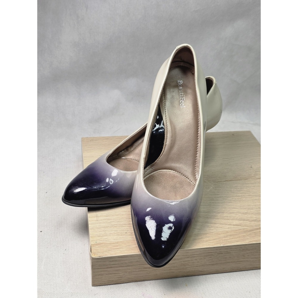 Beautifeel Women's Black/White Topaz Leather Dress Pump Size 40EU / 10 US